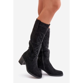 Botas femininas de salto alto acima do joelho, Erisorae preta preto 1