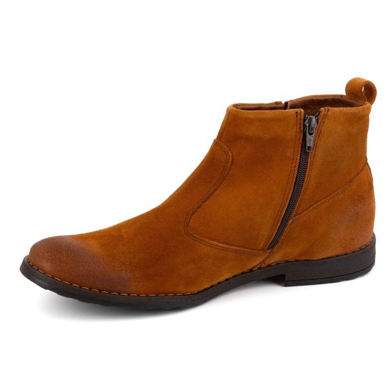 Olivier Botas masculinas de couro Chelsea 7939S vermelhas laranja 1