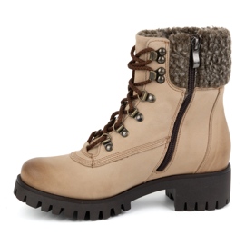 Olivier Botas femininas de couro, botas de inverno com isolamento, 330BB, bege 1