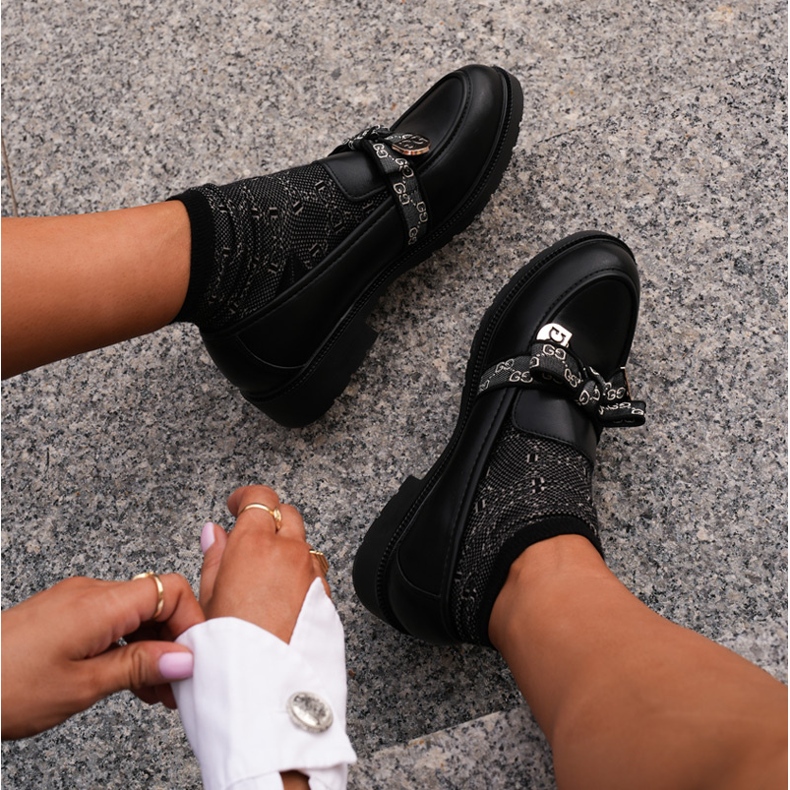 Mocassins femininos com laço S.Barski HY42-331 pretos 2