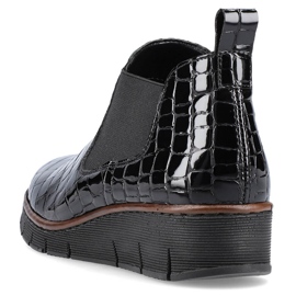 Botas de couro de cobra preta envernizada Rieker 53794-01 preto 1