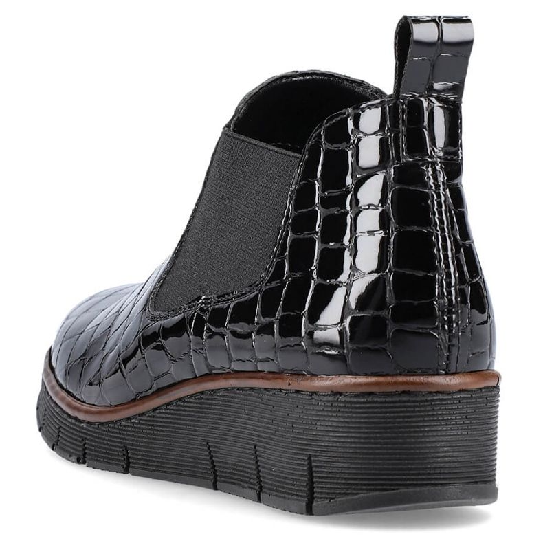 Botas de couro de cobra preta envernizada Rieker 53794-01 preto 1