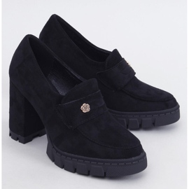 Lains Mocassins pretos de salto alto e plataforma 1