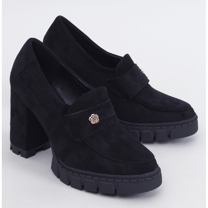 Lains Mocassins pretos de salto alto e plataforma 1