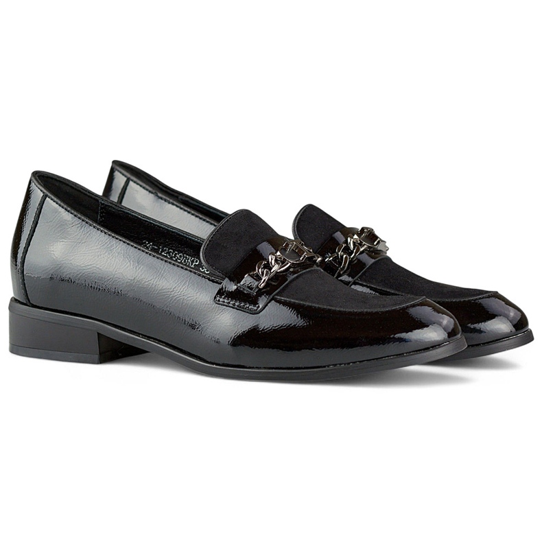 Sapatos clássicos femininos pretos envernizados 1