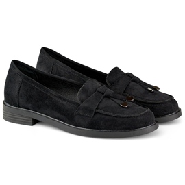 Sapatos de camurça preta com sola plana preto 1 Sapatos de camurça preta com sola plana preto 1