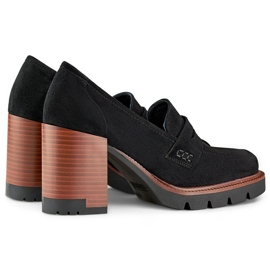 Mocassins de salto alto femininos negros preto 1