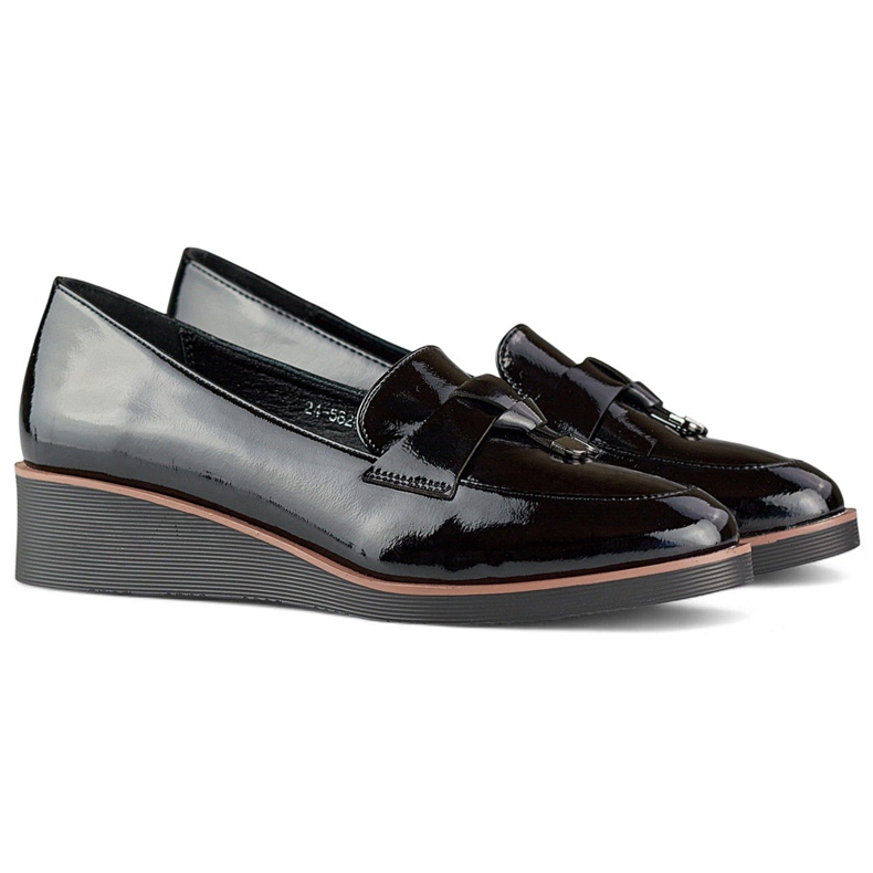 Bombas pretas envernizadas com cunha baixa preto 1