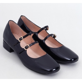 Corigan Sapatilhas pretas com tiras de salto alto preto 1