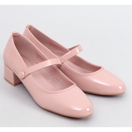 Sapatilhas de salto alto patenteadas Weinis Nude bege 1