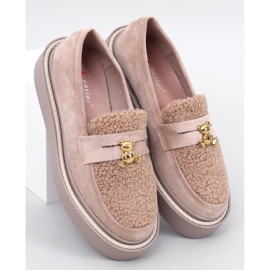 Mocassins plataforma Anisha Khaki com tosquia bege 1