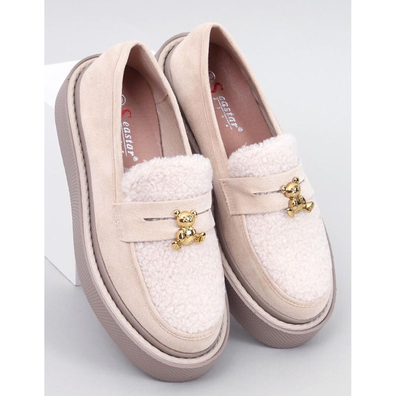 Mocassins plataforma Anisha Beige com shearling bege 1 Mocassins plataforma Anisha Beige com shearling bege 1
