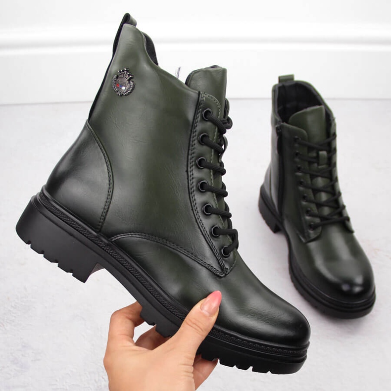 Botas femininas com isolamento para caminhada, verde Potocki 12203 1