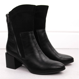 Botas femininas com salto alto com isolamento, pretas Jezzi ASA217-9 preto 2