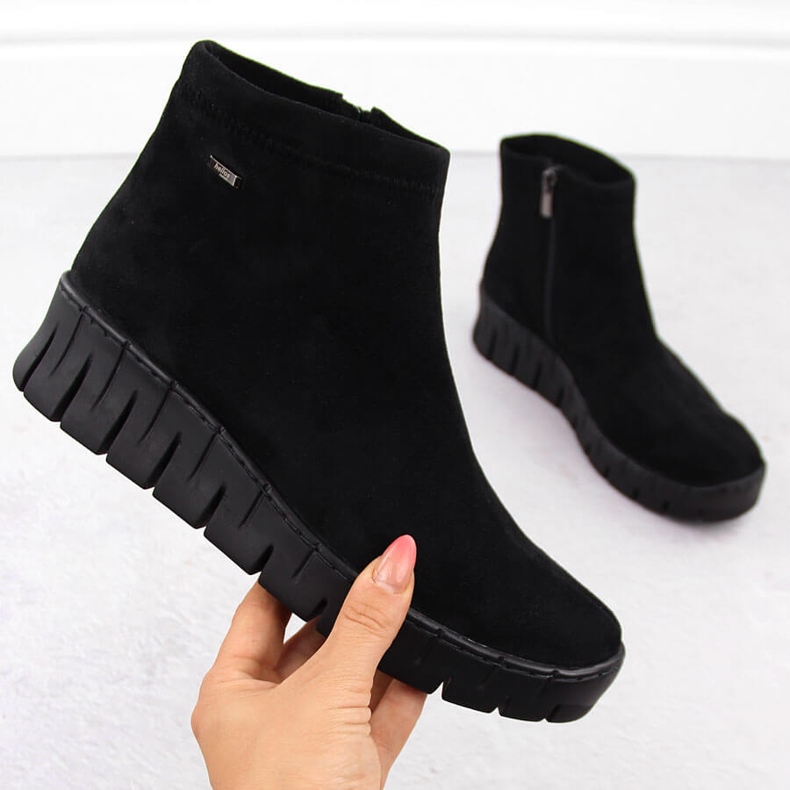 Botas femininas de camurça preta Helios 506P preto 1