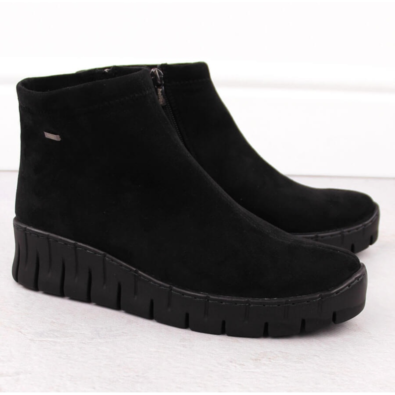 Botas femininas de camurça preta Helios 506P preto 2