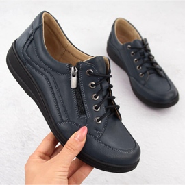 Sapatos femininos confortáveis ​​de couro, azul marinho Helios 411 1