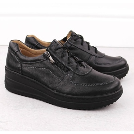 Sapatos femininos confortáveis ​​de couro preto Helios 419 2