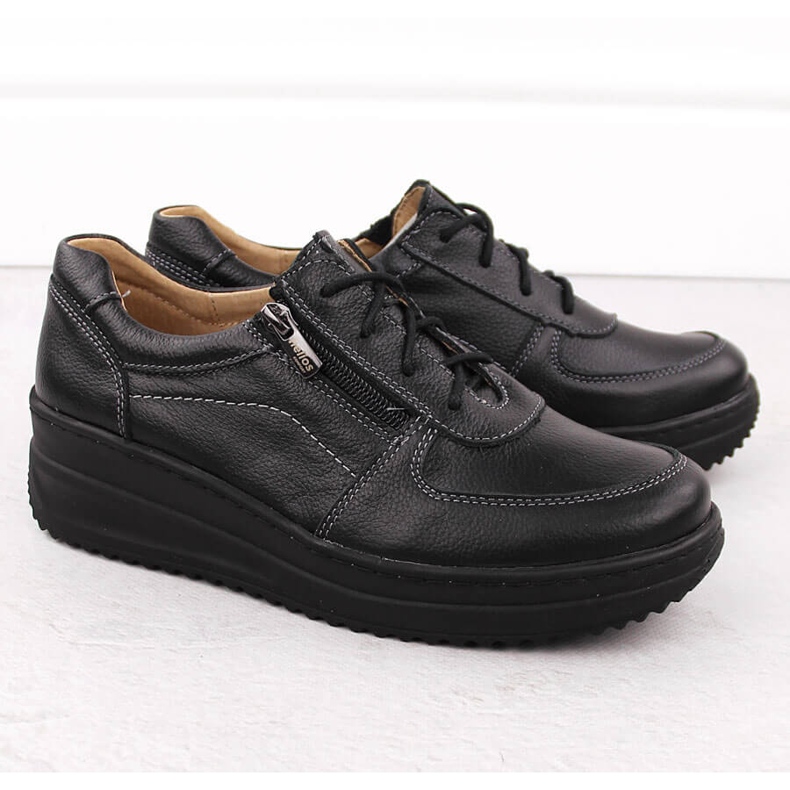 Sapatos femininos confortáveis ​​de couro preto Helios 419 2