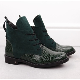 Botas femininas de salto baixo, isoladas, verdes Potocki SZ12080 2