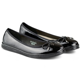 Sapatilhas femininas pretas envernizadas com palmilha de couro, sapatos femininos confortáveis preto 1