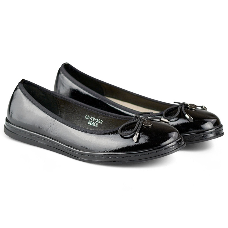 Sapatilhas femininas pretas envernizadas com palmilha de couro, sapatos femininos confortáveis preto 1