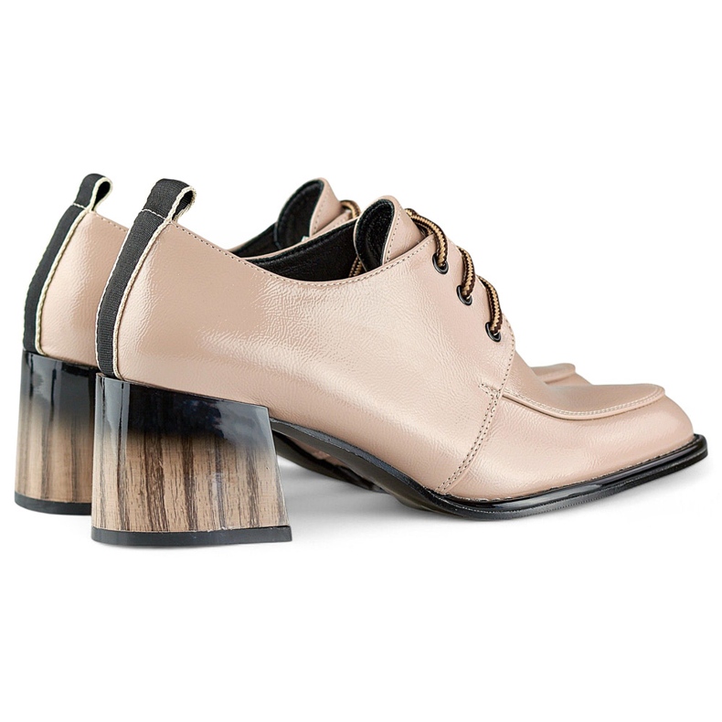 Botins lacados bege com salto vermelho, sapatos femininos elegantes 1 Botins lacados bege com salto vermelho, sapatos femininos elegantes 1