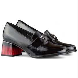 Sapatos femininos pretos envernizados com salto alto, sapatos femininos 1