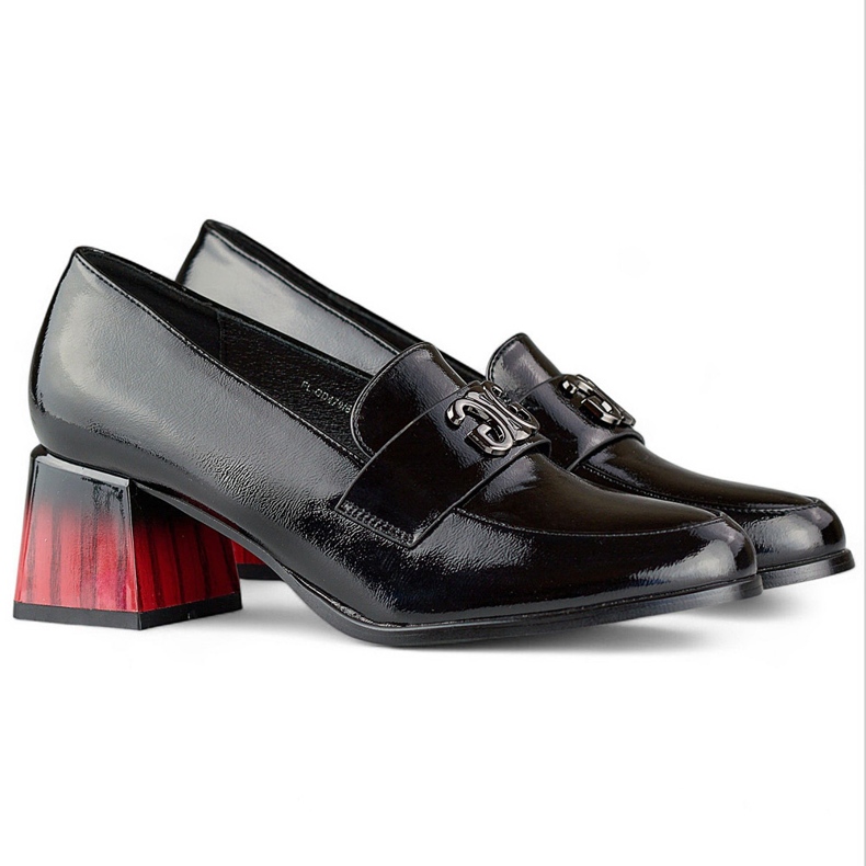 Sapatos femininos pretos envernizados com salto alto, sapatos femininos 1