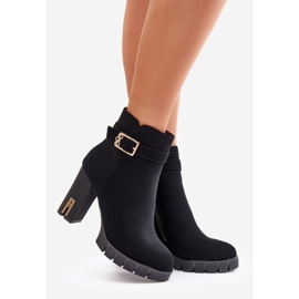 Botins femininos com isolamento e fivela dourada, Taitra preto 1 Botins femininos com isolamento e fivela dourada, Taitra preto 1