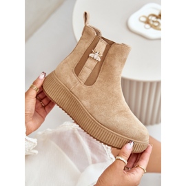 Botas femininas slip-on na plataforma com alfinete, Eco Camurça Marrom, Ciatheia castanho 2