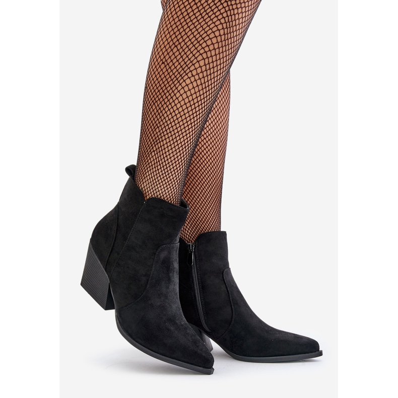 Botas de cowboy isoladas em camurça ecológica com zíper, Virtris preto 1