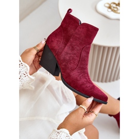 Botas de cowboy isoladas em camurça ecológica com zíper, Borgonha Virtris vermelho 2