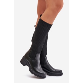 Botas pretas Vaimi Slip-On com parte superior elástica acima do joelho preto 1