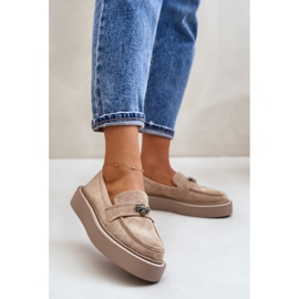 Mocassins femininos com plataforma bege Eritine 2