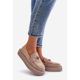 Mocassins femininos com plataforma bege Eritine 1
