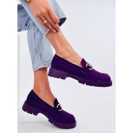 Karins Mocassins de camurça roxa com fivela tolet 2