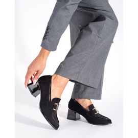 Sapatos femininos de camurça com salto grosso preto 1 Sapatos femininos de camurça com salto grosso preto 1