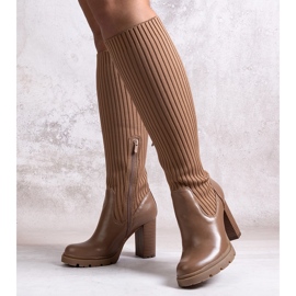 Botas de salto alto Waji marrons marrom 1