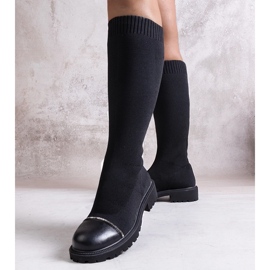 Botas pretas decoradas com zircões Sayega preto 1