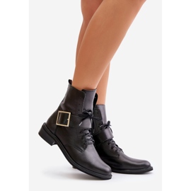 Zazoo 2949 Botins de couro com fivela, pretos 1