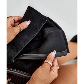 Botas femininas de salto baixo com fivelas pretas Zudra preto 2