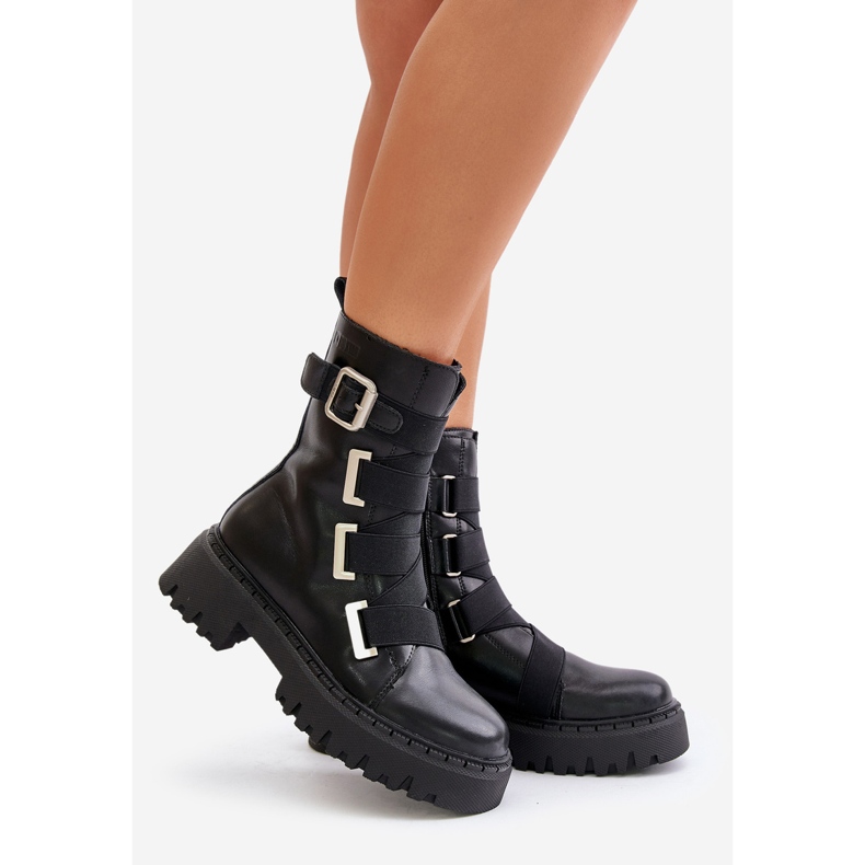 Botas quentes de couro feminino Big Star OO274A256 pretas preto 1