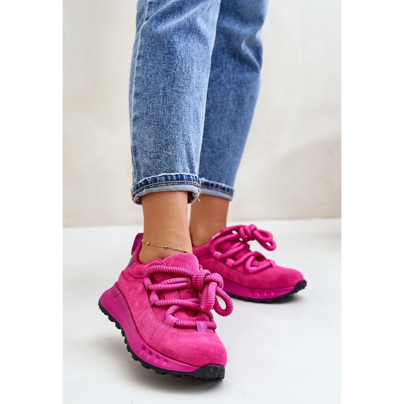 Tênis feminino de camurça com cadarço grosso Artiker 54C1461 fúcsia rosa 2 Tênis feminino de camurça com cadarço grosso Artiker 54C1461 fúcsia rosa 2
