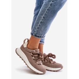 Tênis feminino de camurça com cadarço grosso Artiker 54C1409 bege 1