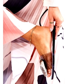 Chinelos de borracha feminina com um arco e zircões cinza-pretos 4 Chinelos de borracha feminina com um arco e zircões cinza-pretos 4