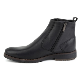 KOMODO Botins masculinos de couro de inverno 924K, pretos 1