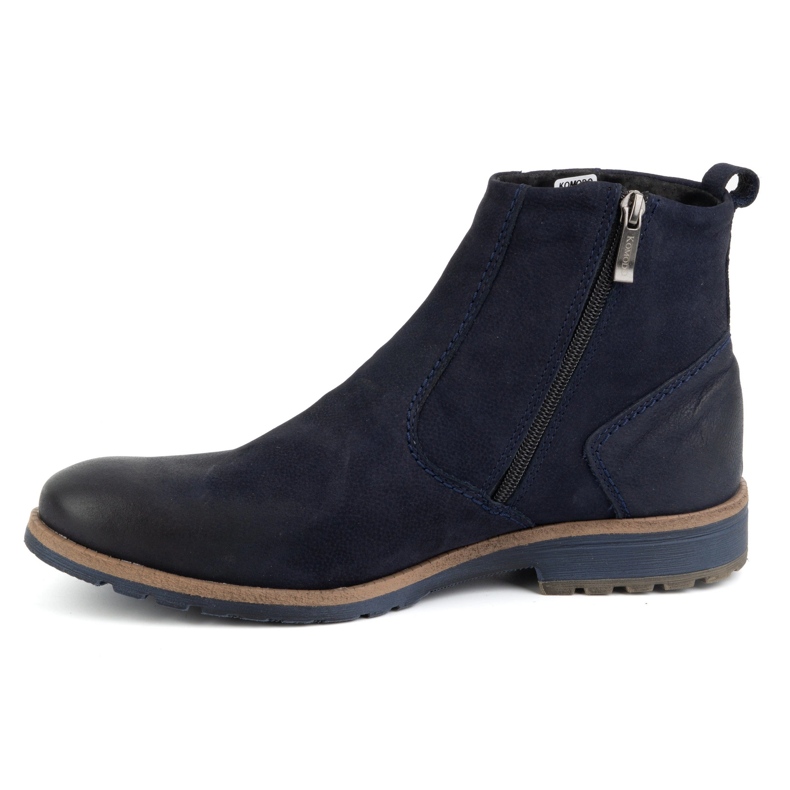 KOMODO Botins masculinos de couro de inverno 924K, azul marinho 1