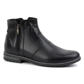 KOMODO Botas masculinas de couro de inverno, botas Chelsea com isolamento 887K, pretas preto 1 KOMODO Botas masculinas de couro de inverno, botas Chelsea com isolamento 887K, pretas preto 1