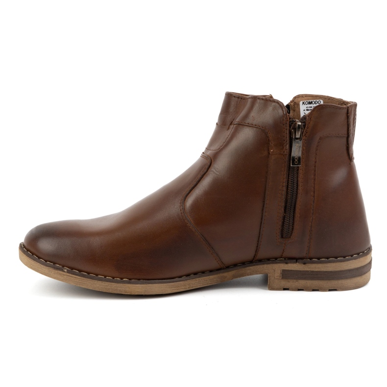 KOMODO Botas masculinas de couro de inverno, botas Chelsea com isolamento 887K, marrom 1